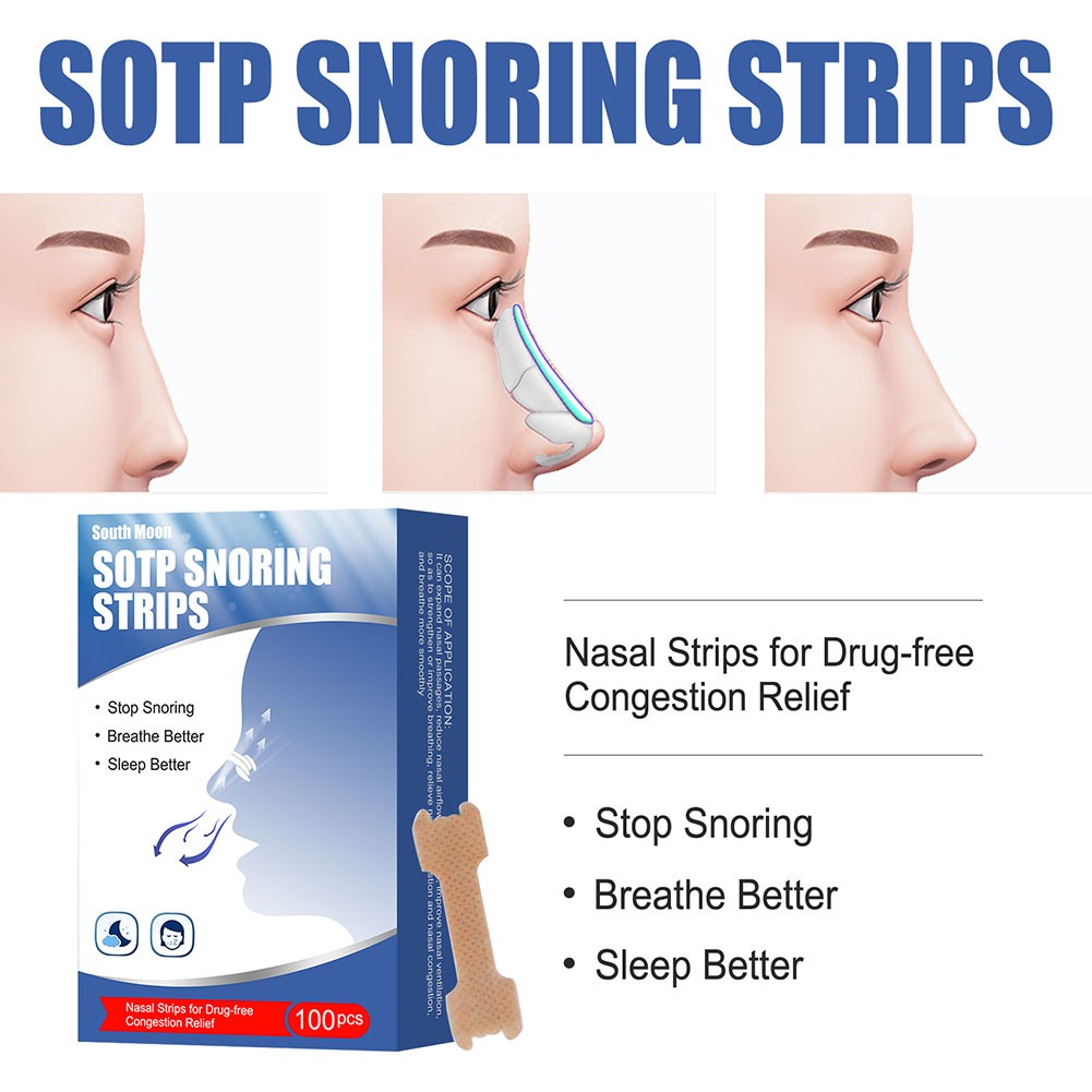 100pcs Nasal Strips Breathe Better The Right Way To Stop Snoring Anti Snoring Strips Easier To Breathe Best Sleep Care Tools