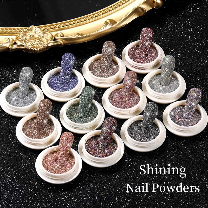 Born Pretty Reflective Glitter Powder Sea Salt Nail Powder Shining Nail Glitter Chrome Pigment Dust Hollow Powder Nail Decoration