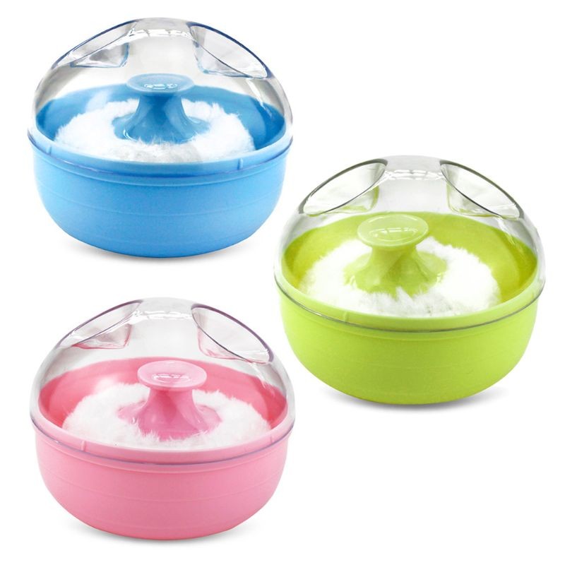 Portable Baby Soft Body Talc Powder Puff Sponge Container Box Useful Supplies