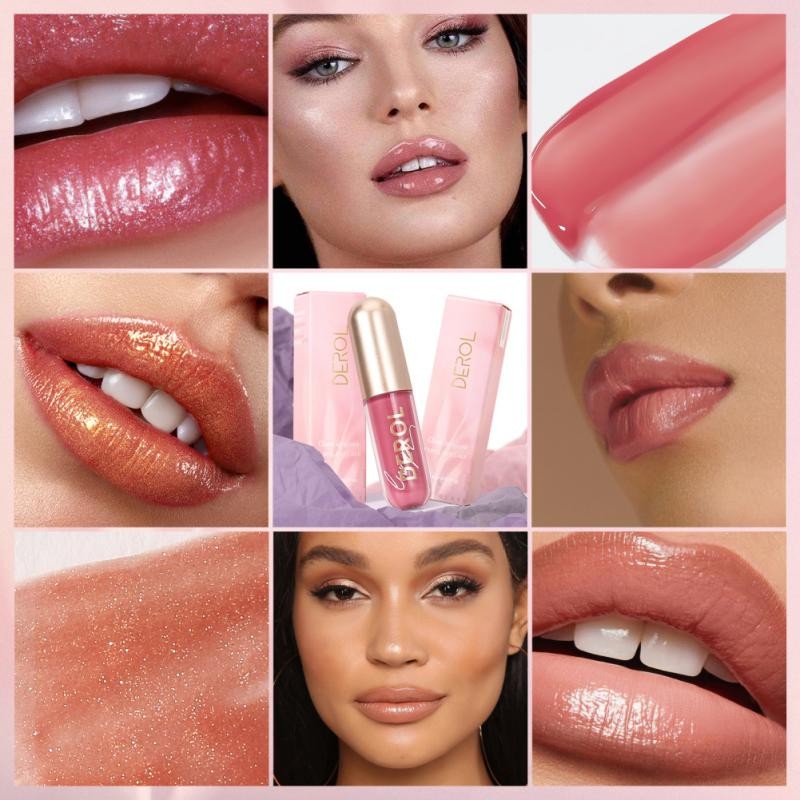 DEROL High Gloss Lipstick Mirror Water Glass Lip Gloss Moisturizing Blur Serum Sealant Oil Lip Gloss Sexy Women Makeup Cosmetics