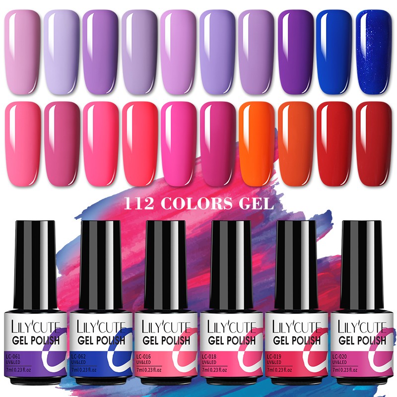 LILYCUTE 20/10/8pcs Set UV Gel Nail Polish Set 7ml Multicolor Semi-Permanent Long Lasting Led Gel Varnish Soak Off Nail Gel