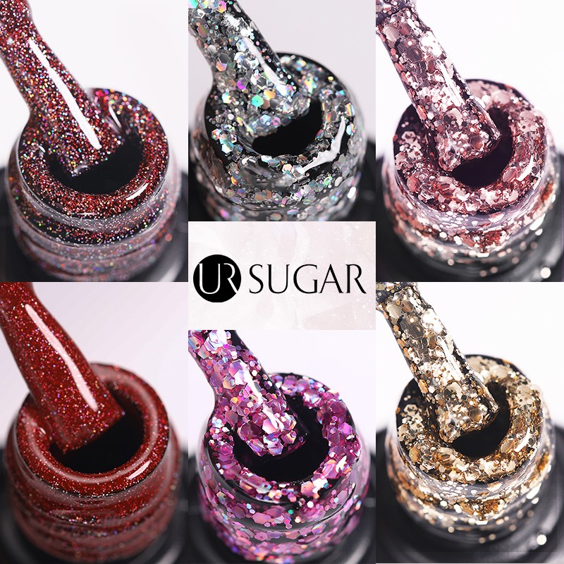 UR SUGAR Glitter Nail Gel Polish Color Glitter Sequins Shiny Gel Base Long Lasting Nail Art Varnish