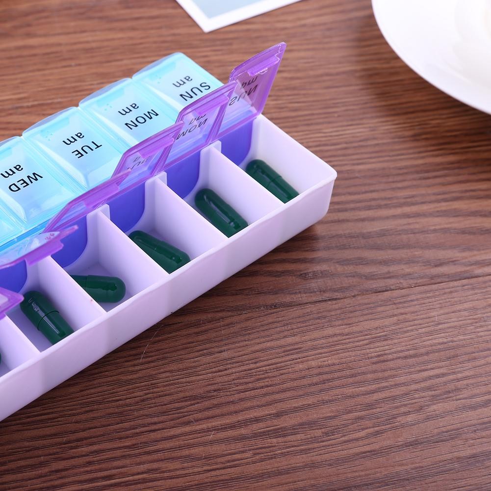 7/14 Grids 7 Days Weekly Candy Pill Case Medicine Tablet Dispenser Organizer Pill Box Splitter Pill Storage Case Organizer Container