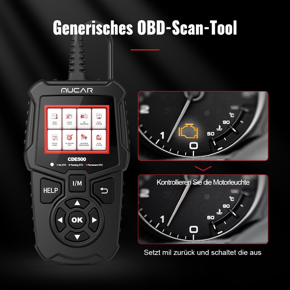 ماسح ضوئي موكار CDE500 Obd2 للسيارات كامل Obd 2 وظيفة أدوات تشخيص قارئ شفرة تشخيص السيارة DTC بحث PK THINKOBD 500