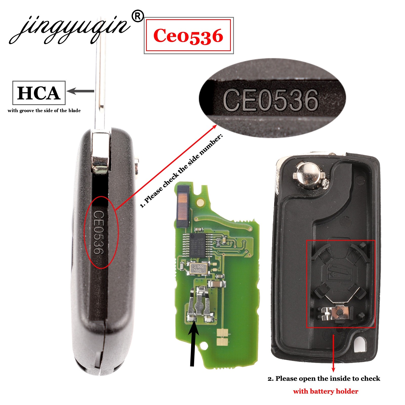 jingyuqin 433Mhz ID46 Ask FSK Car Key For Peugeot 207 307 407 208 308 408 607 Remote Key Partner 3 Buttons CE0523 Ce0536