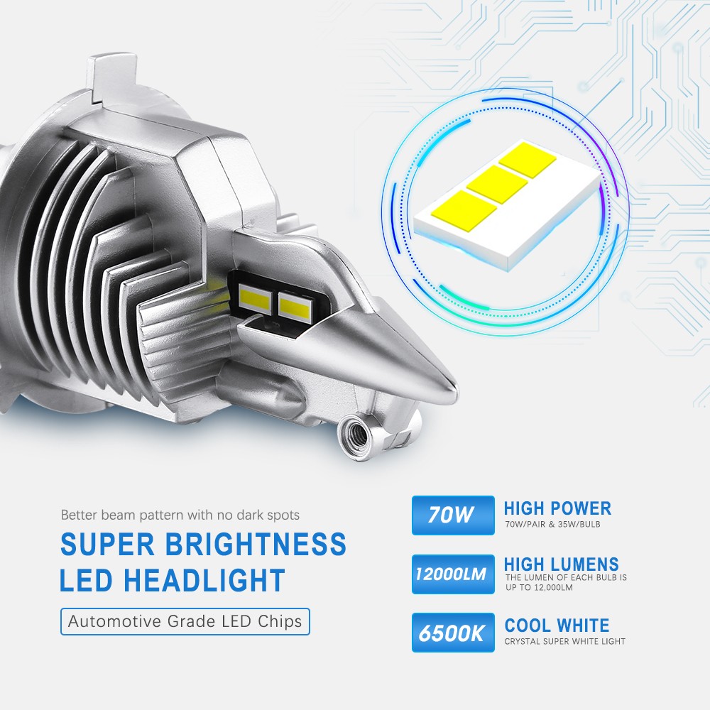 /HL LED H4 سيارة مصباح أضاءه أمامي 6500K 16000LM مصباح ليد شعاع عالية + شعاع منخفض H4 LED لمبة استبدال مصباح للدراجات النارية 12 فولت