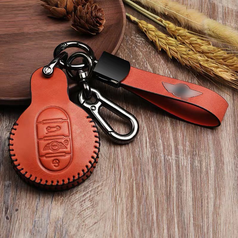 Leather Car Key Case Leather Key Case Cover For Mini Cooper Clubman Hardtop Hatchback Countryman F54 F55 F56 F57 F60 Accessories