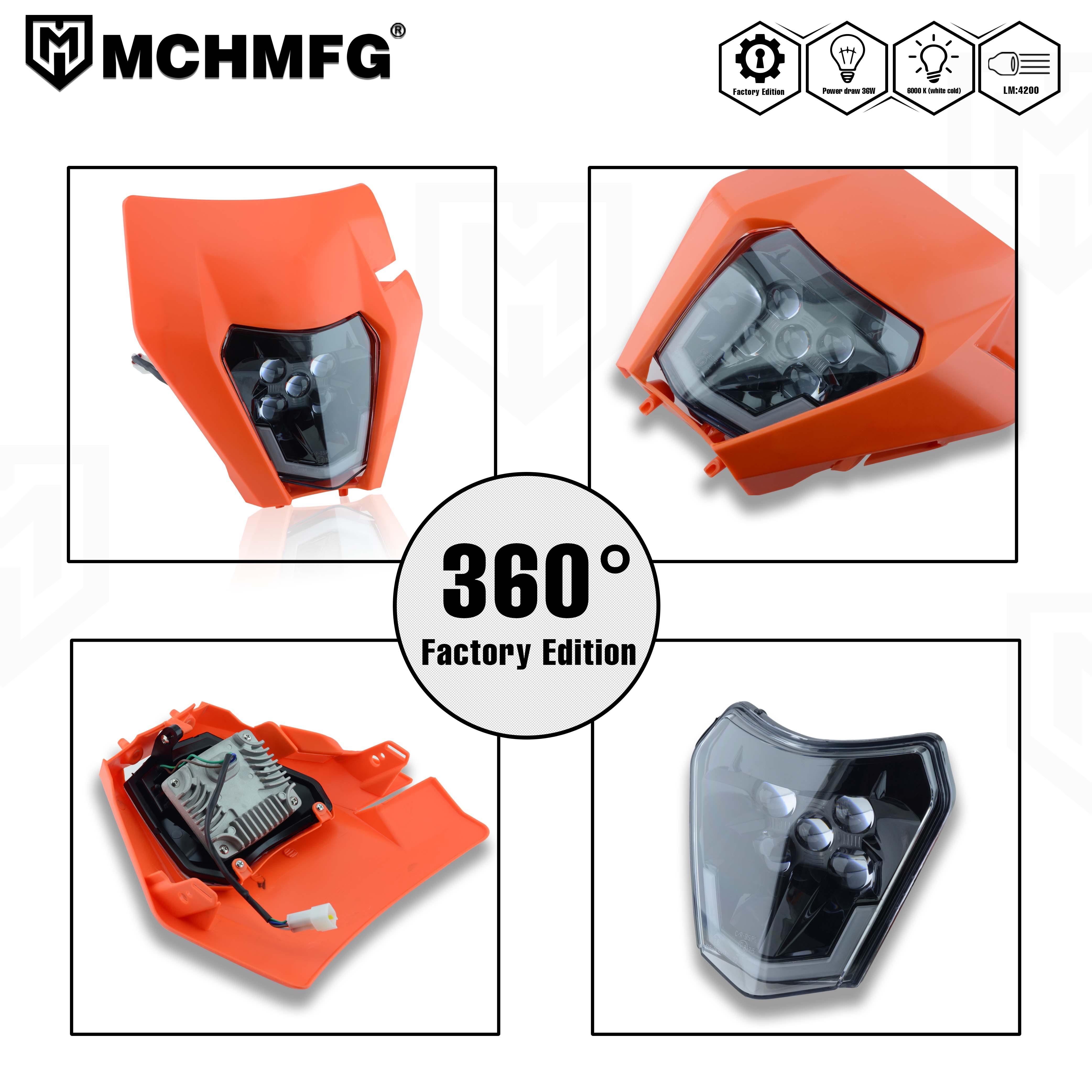 MCHMFG Motorcycle New LED Headlight Headlamp for KTM LDE for KTM EXC EXCF SX SXF XC XCF XCW XCFW 125 150 250 300 350 450 530