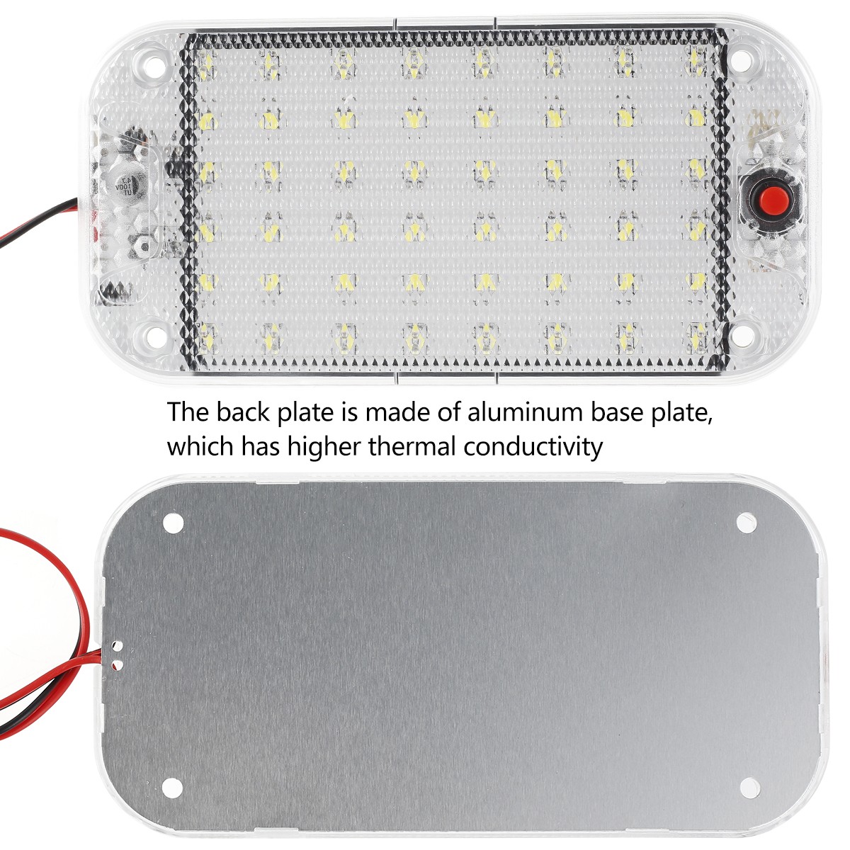 2pcs RV Interior Light 10W 48 LED Roof Dome DC LED Lights for Car Double Sided Adhesive Reading Light for Car RV Camping Boat