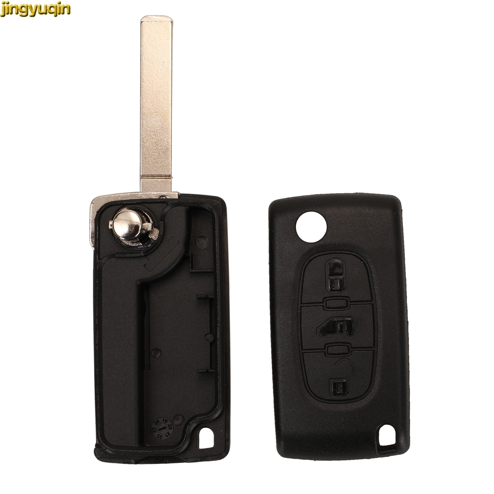 jingyuqin 3 Buttons Flip Remote Car Key Fob Shell For Citroen Berlingo Peugeot e-Expert Partner Fiat Scudo KeyCase