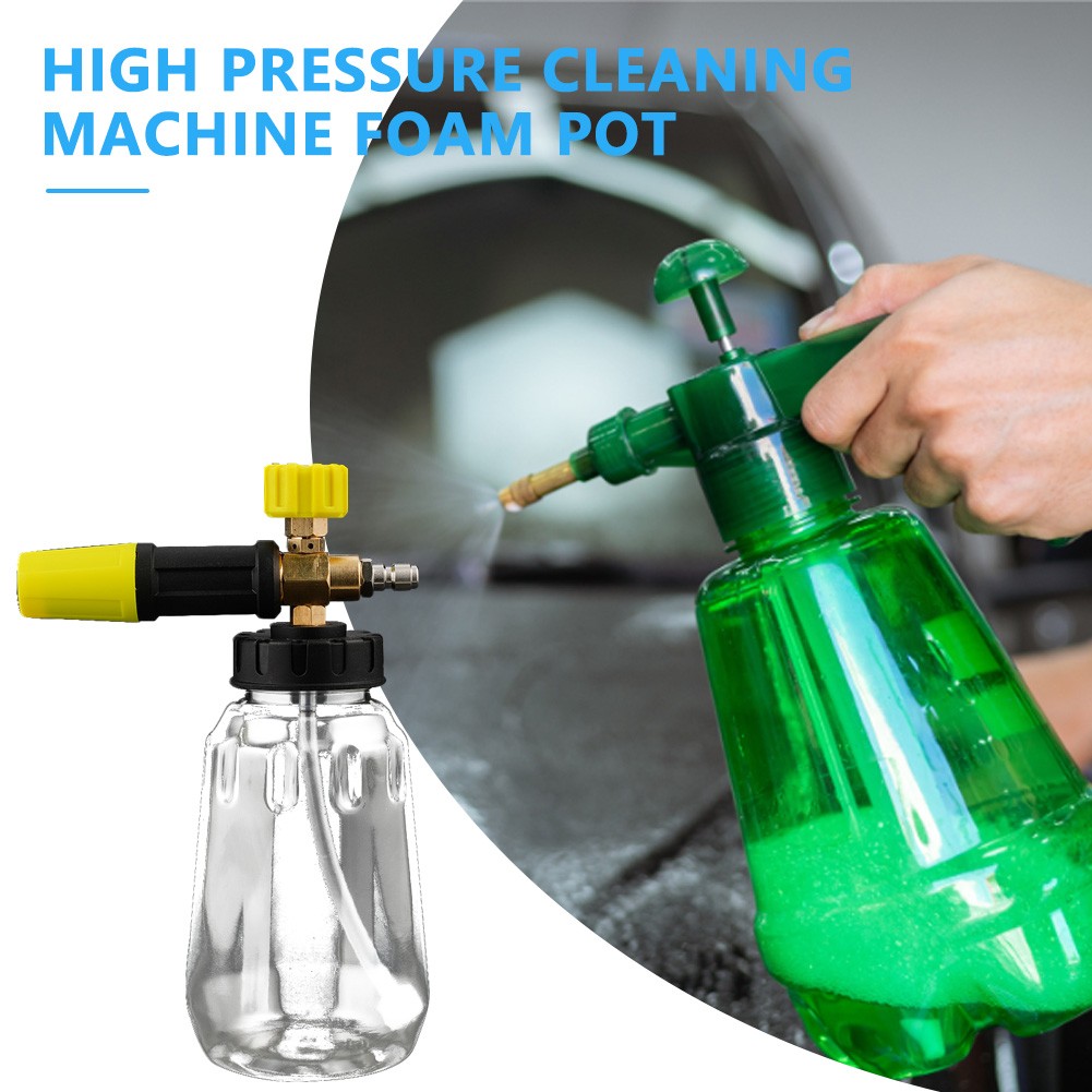 High Pressure Washer Foam Pot 1/4 Male Connector Transparent Foam Pot Auto High Pressure Foam Spray Cleaning Tool