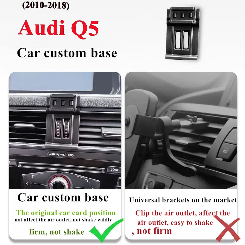 For Audi Q5 2010-2018 Car Cell Phone Holder Air Vent Wireless Charger 360 Rotating Navigation Bracket Support GPS With Logo