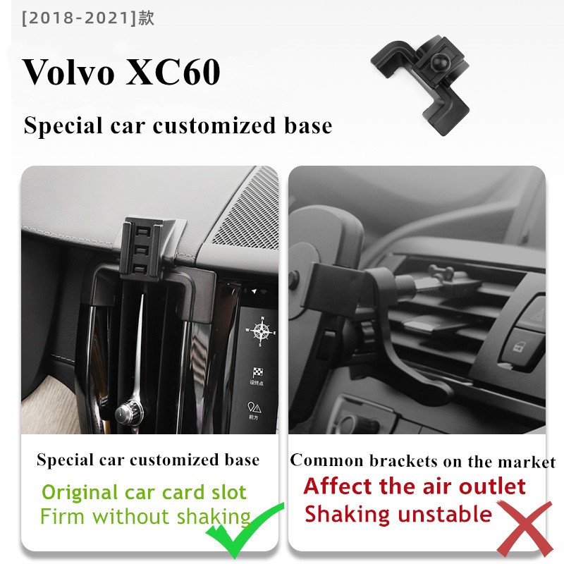 For Volvo XC60 2018-2021 Car Phone Holder Air Vent Wireless Charger 360 Navigation Bracket Support GPS