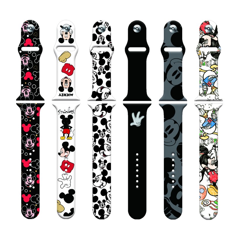 Disney Mickey Minnie Silicone Strap For Apple Watch Band 44mm 45mm 42mm 40mm 38mm 41mm iWatch Bracelet Apple watch 6 5 3 SE 7