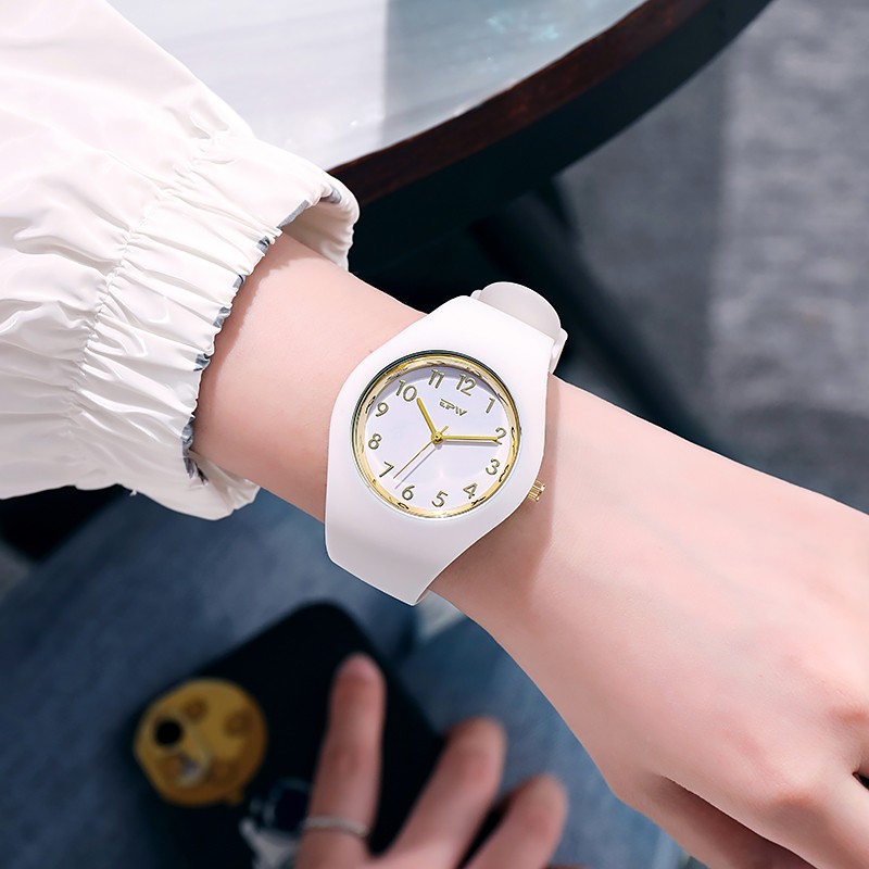 Full silicone ladies clock skin-friendly strap school girl elegant women dress accessories