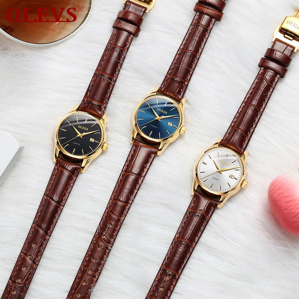 OLEVS-Women's Quartz Watches Casual Fashion Brown Leather Luminous Water Resistant Ladies Wrist Watch