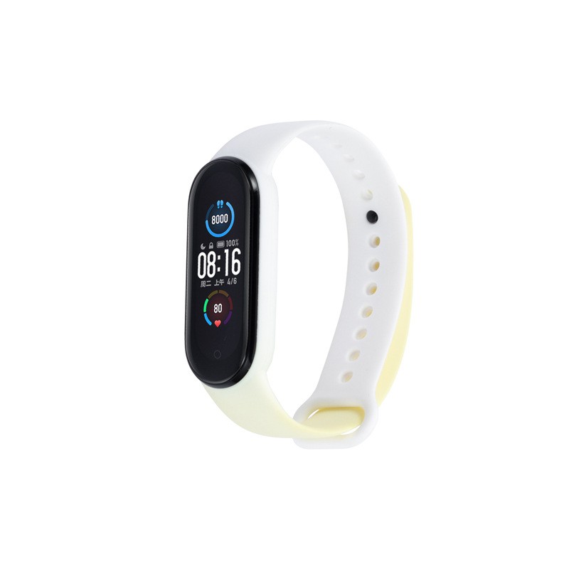 For Mi Band Silicone Strap 3 4 5 6 Macaron Two Tone Stitching Strap Breathable Strap Buckle Smart Watch Replacement Wristband