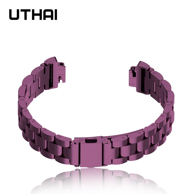 Uالتايلاندية F06 حزام ساعة اليد ل Fitbit إلهام HR/إلهام حزام Fracelet الفولاذ المقاوم للصدأ حزام الساعات الفرقة سوار ذهب الشظية الجدول