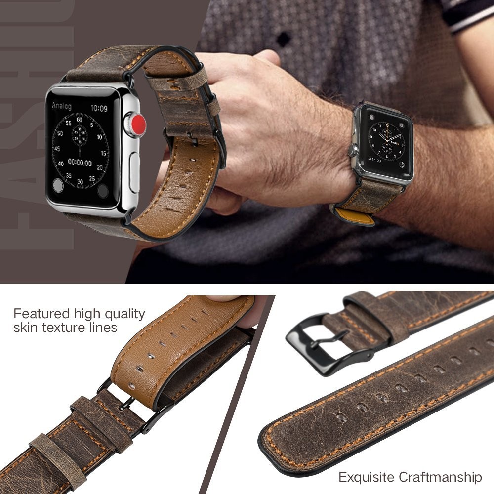 Retro cowhide leather strap for apple watch 7 44mm 40mm 41mm 45mm iwatch strap bracelet correa apple watch series 7 6 5 4 3 2 se band