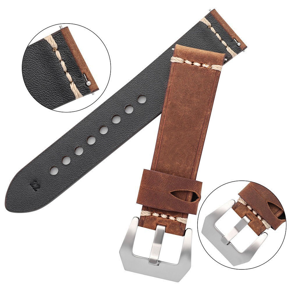 Men's Genuine Leather Watch Band Strap 22mm 24mm Vintage Cowhide Watch Strap High Quality Bracelet Watch Accessories