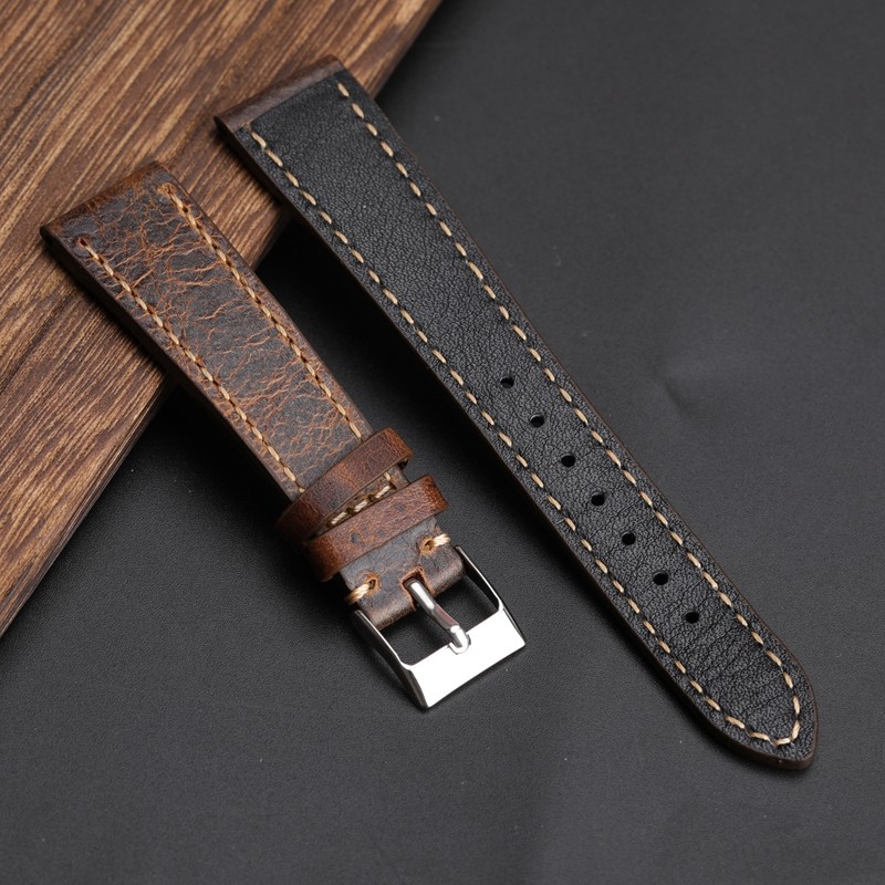 Retro Soft Leather Watch Strap 18 19 20 21 22mm Brown Leather Handmade