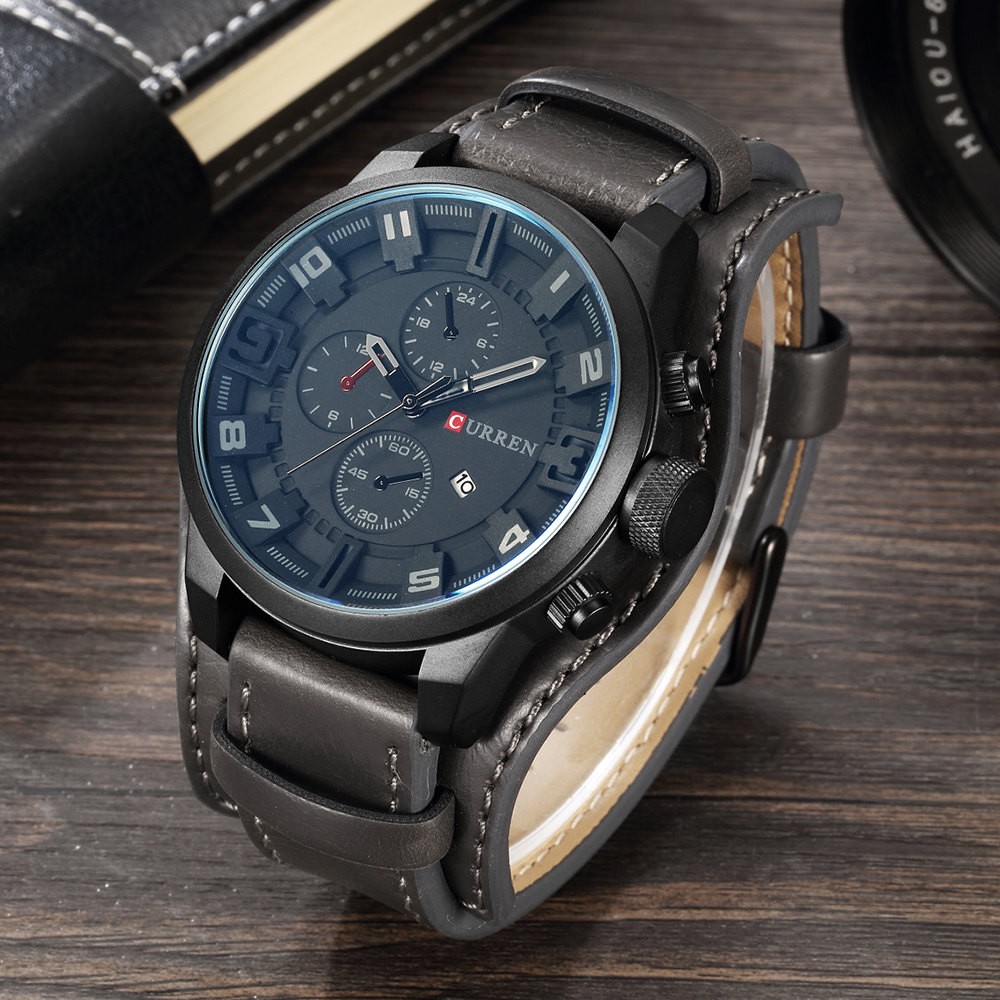 CURREN Top Brand Luxury Men's Watches Men's Watches Date Sports Military Watch Leather Strap Quartz Business Men Watch Gift 8225