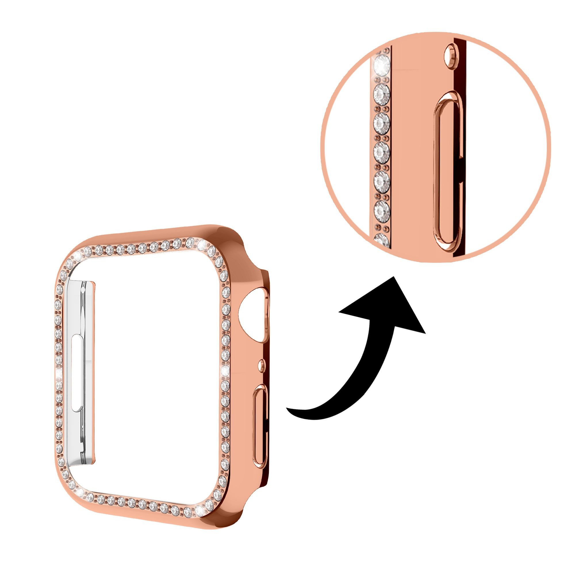 Bling Cover Case For Apple Watch Series 7 45mm 41mm Cover Sparkling Crystal Diamond Plated Bezel Case For Women/Girls Rose Gold