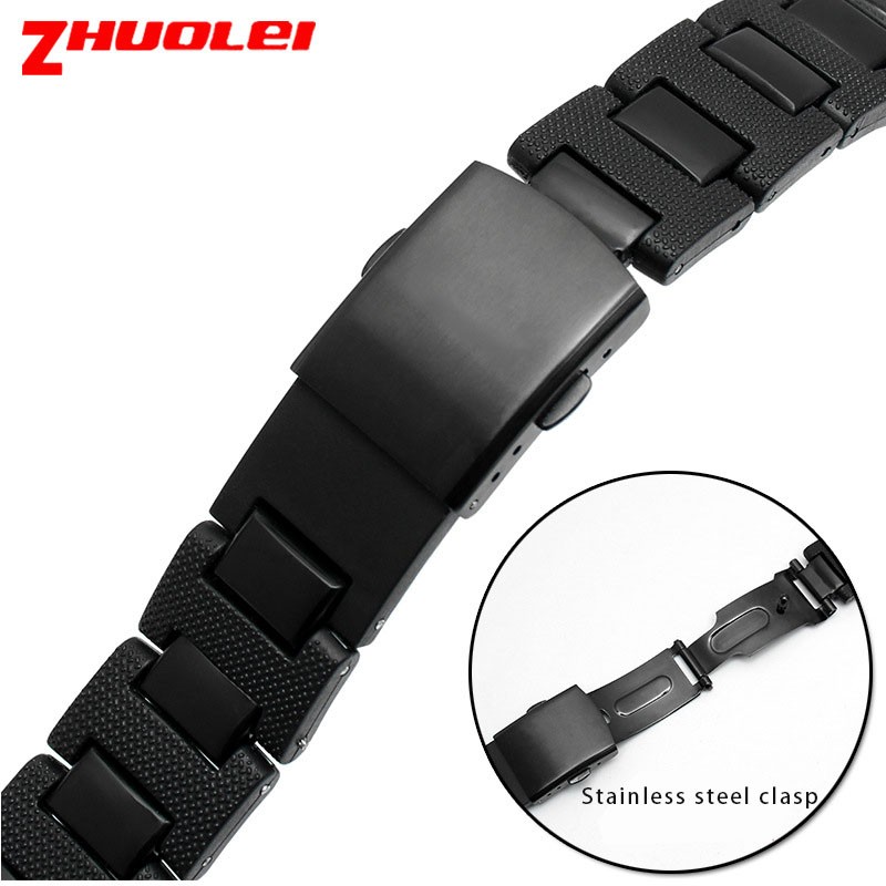 For Casio G-SHOCK DW-5600 DW6900 DW9600 GW-M5610 Black Plastic Strap Stainless Steel Buckle Men Bracelet Band Watch Accessories