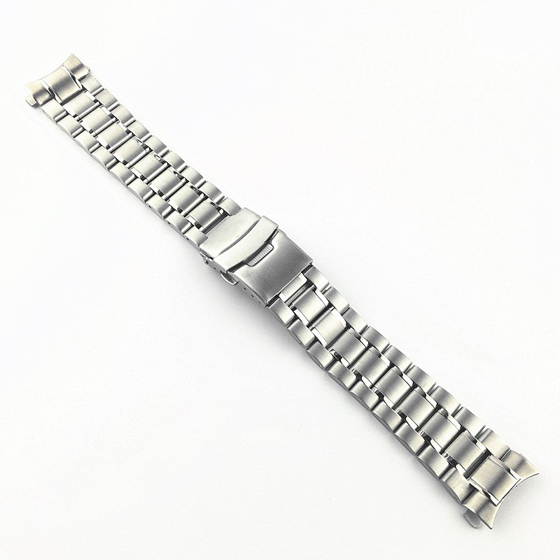 Stainless Steel Watch Band 18mm 20mm 22mm 24mm Strap Wristband Curved End Watch Strap Double Lock Buckle Replacement Wrist Strap