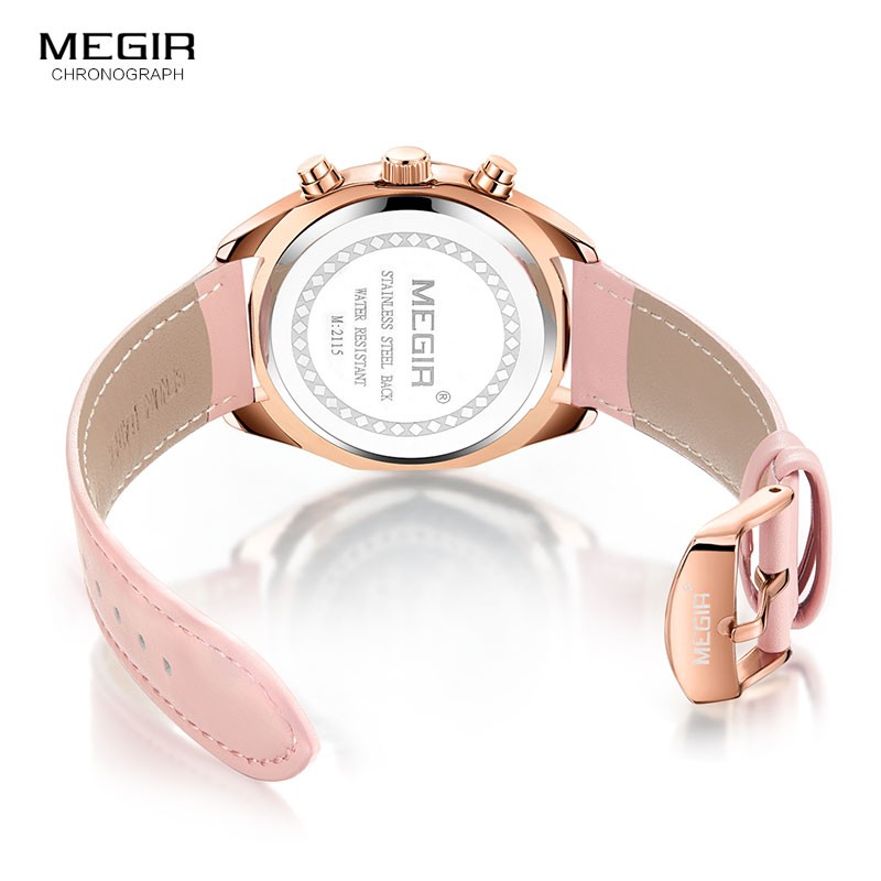 MEGIR - Genuine Leather and Stainless Steel Watch Strap, Fabric Strap Accessory