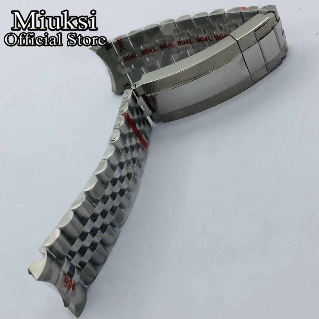 Miuksi 20mm Silver Gold Jubilee Bracelet Slide Glide Lock Clasp 904L Stainless Steel Strap Fit Watch Case Watch Band