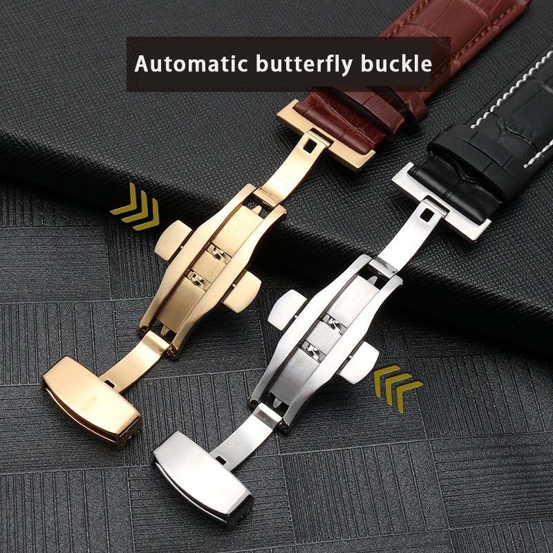 Slub style prong cowhide leather watch strap for GC gu-ess pasha male bracelet 20*11mm 22*13mm prong end watchband butterfly strap