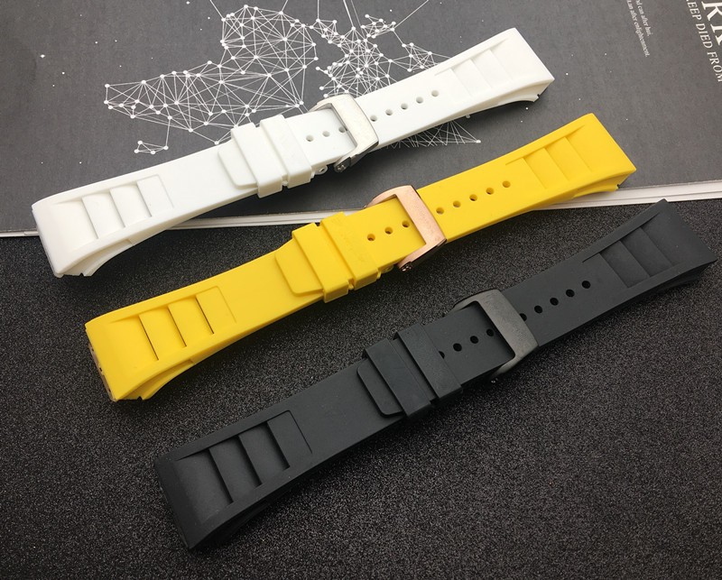 Top Quality Imported Nature Soft Silicone Rubber Black Watchband Watch Band For Mille Strap For Strap RM-011 For Richard Strap