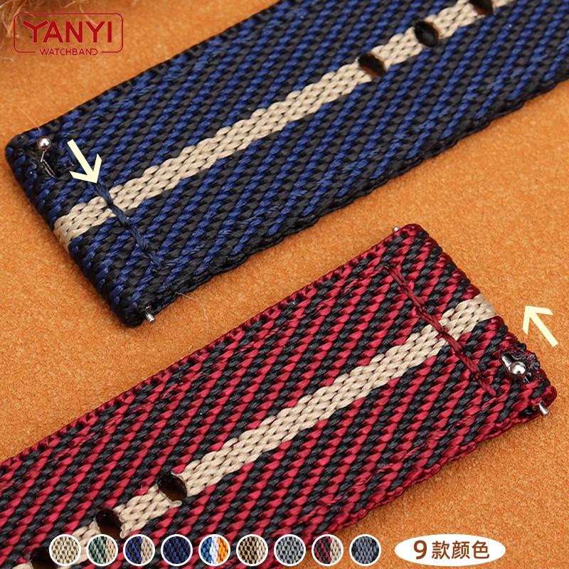 Senior Nylon Watchband 18mm 19mm 20mm 21 22mm 23mm 24mm Dark Blue Watch Strap Quick Release Bar Waterproof Bracelet Wrist Band