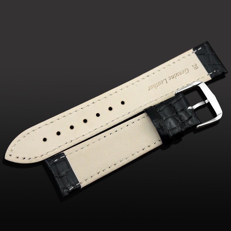 MAIKES Watch Accessories Genuine Leather Watch Strap Crocodile Pattern Wrist Band Soft Watches 12mm-20mm Black Bracelets