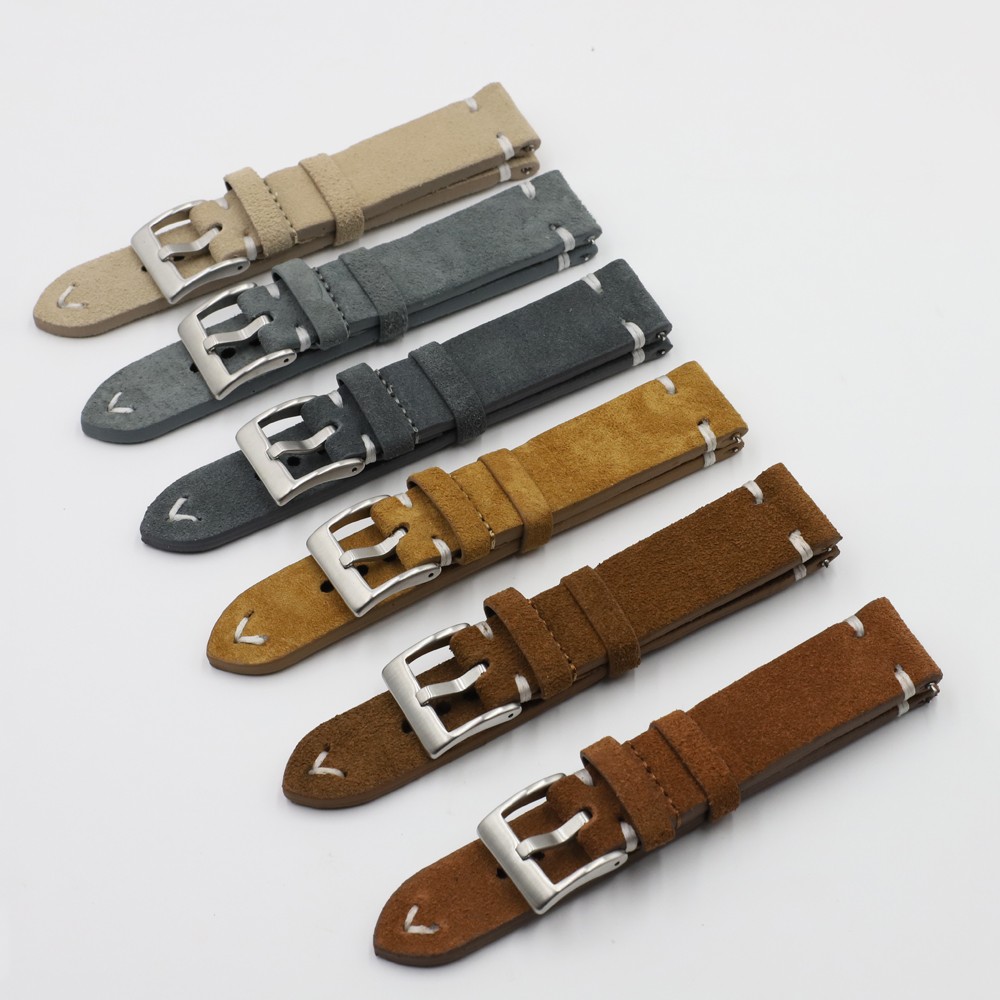 Suede Leather Watch Band18mm 20mm 22mm 24mm Quick Release Strap Replacement Watchband Vintage for Men Women Brown