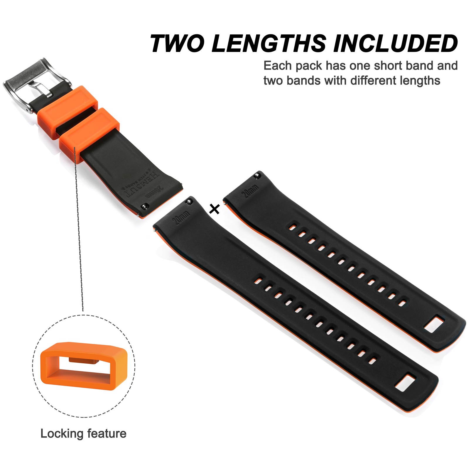 Hemsut silicone smart watch straps, 18mm 20mm 22mm quick release rubber watch strap for man women soft replacement