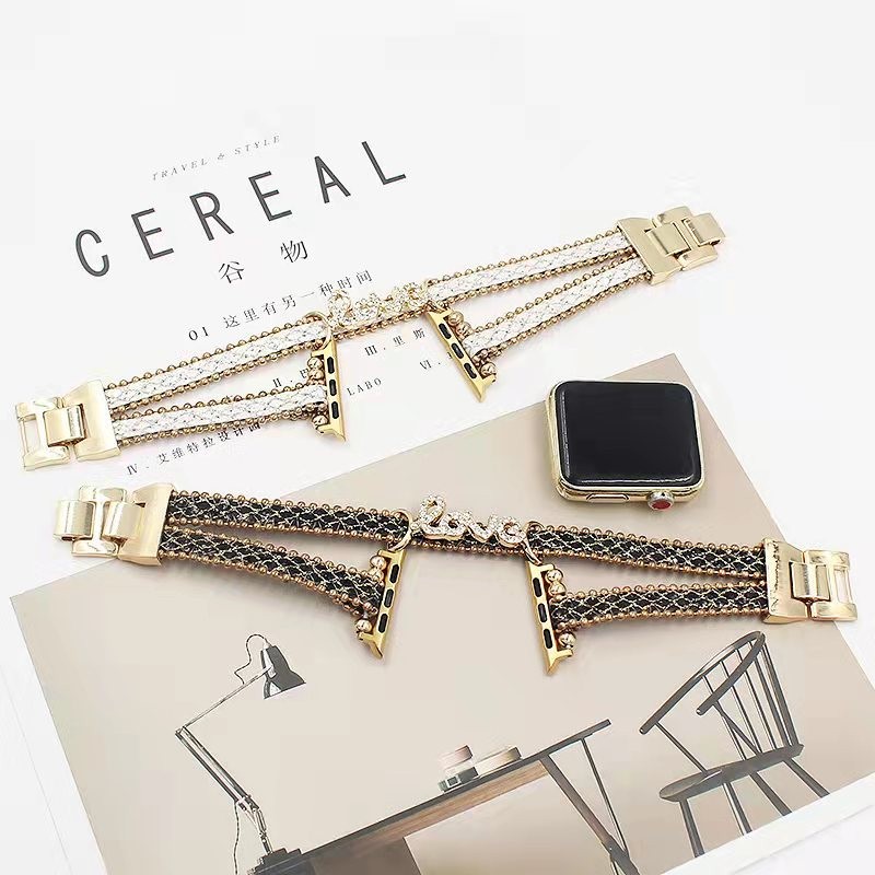 Women Jewelry Bracelet Band for Apple Watch 40mm 44mm 41mm 45mm Creative Diamond Wrist Strap for iwatch Series 7 6 SE 5 4 3