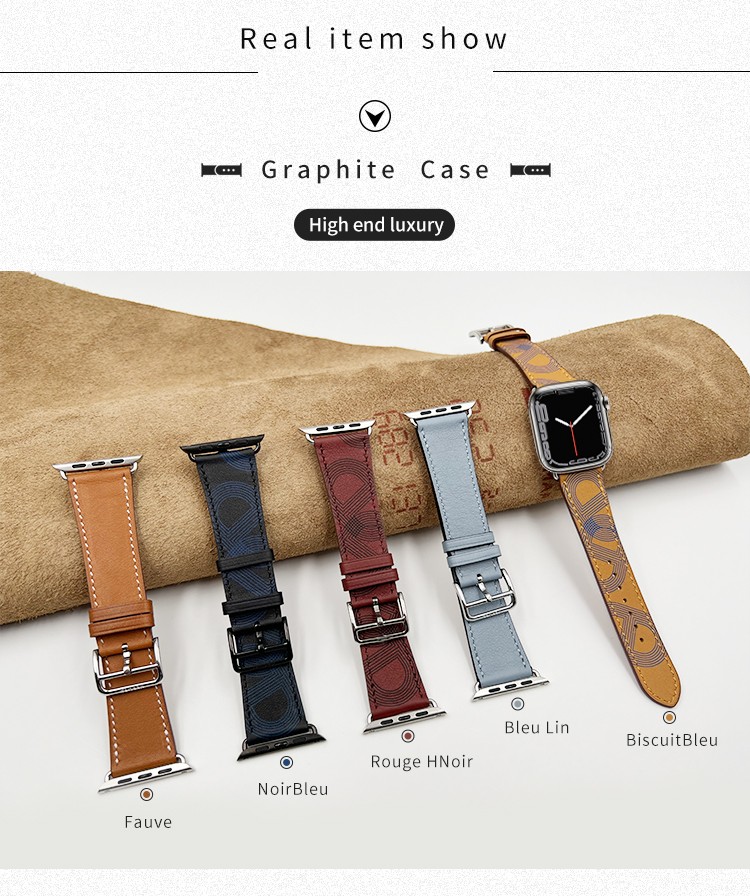 Kebitt High Quality Swift or Barenia Leather Single Round Smart Watch Strap for Apple Watch 7 6 Se 5 4 3 Strap 40mm 44mm 41mm 45mm