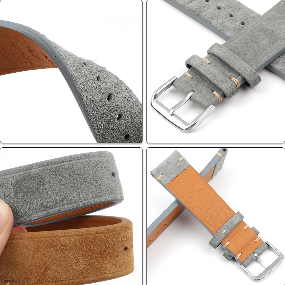 Suede Suede Watch Strap 18mm 20mm 22mm 24mm Handmade Leather Watchband Replacement Tan Gray Beige Color for Men Women Watches