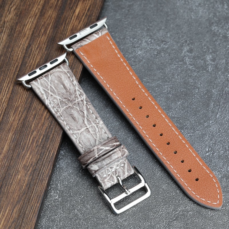 Handmade Himalayan White Crocodile Leather Watchband 44mm 42mm 40mm Suitable for Iwatch Leather Strap Soft