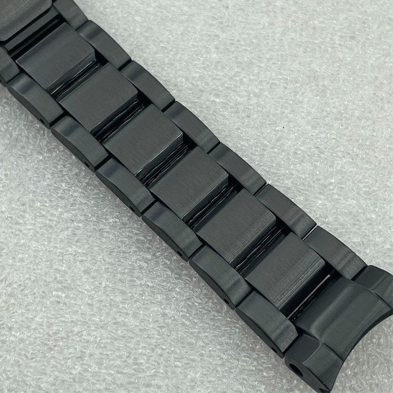 Solid 20mm Width Sterile Black PVD Coated Watchband Stainless Steel Folding Clasp Suitable for SPB185/187 Watches