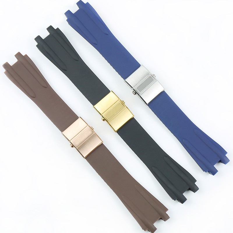 Men's silicone watch strap, silicone watch accessories, folding clasp, double pressure, 26mm, Athena, Ulysse, Nardin