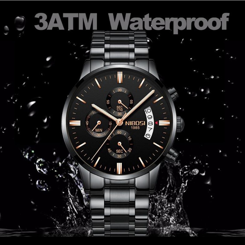 2309 NIBOSI Luxury Brand Mens Watches Business Dress Quartz Wristwatch Waterproof Chronograph Watch for Men Relogio Feminino