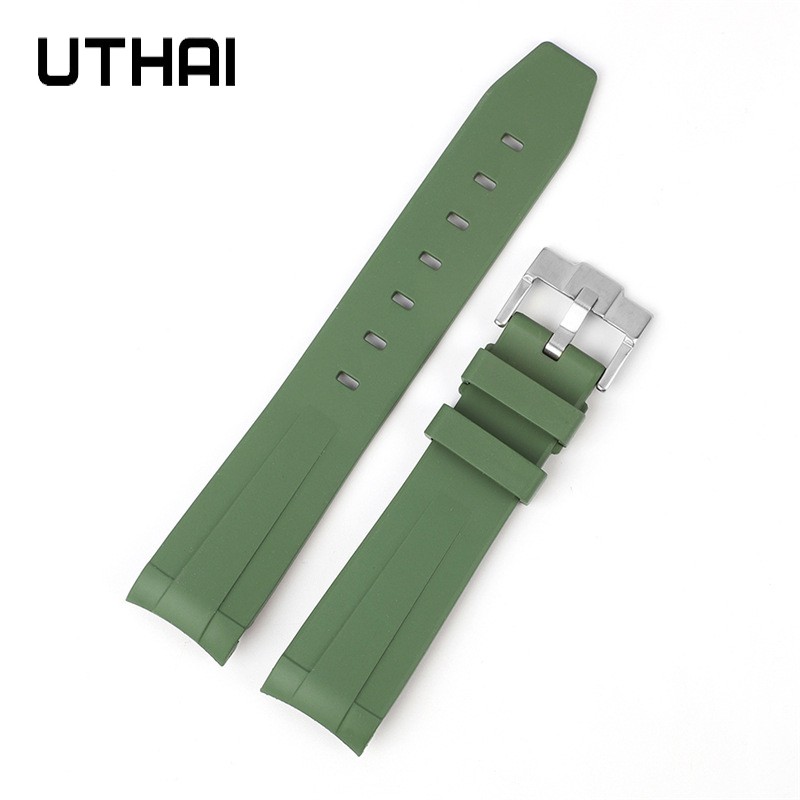 20mm Soft FKM Fluorine Rubber Strap Watch For Men And Women Watchband Universal Waterproof Silicone Watch Strap UTHAIG28