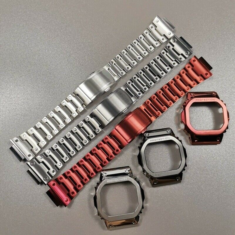 For G-SHOCK Metal Fashion Kit Frame Frame Band Stainless Steel Strap and Bezel Replacement for DW5600 DW5610 GWM5610 DW5030 GW5000