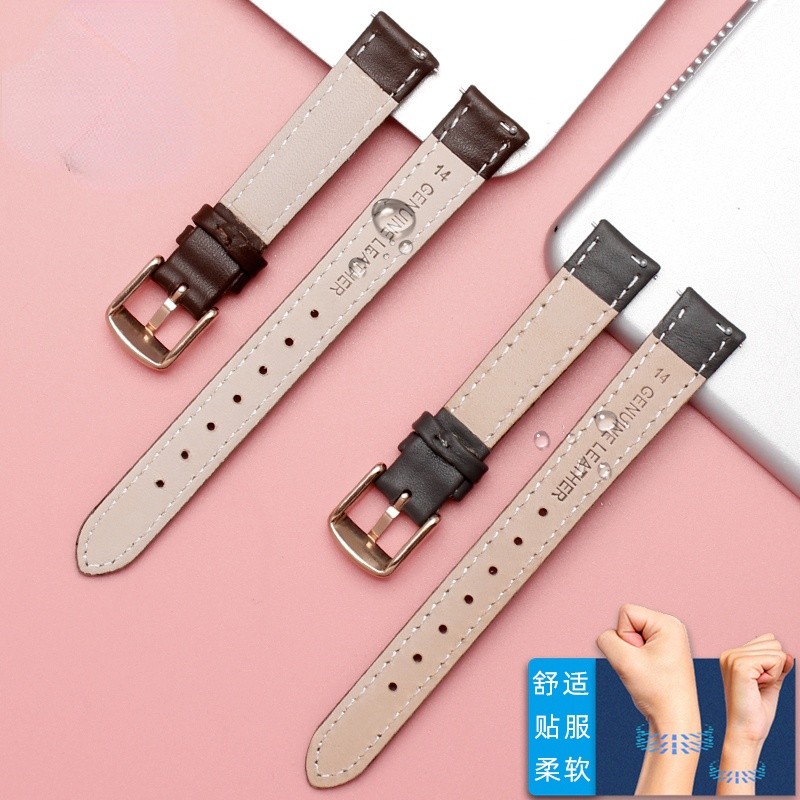 المرأة جلد طبيعي WatchBands ل كاسيو الأحفوري حزام (استيك) ساعة فولي فولي الأولى طبقة جلدية حزام ساعة اليد 12 مللي متر 14 مللي متر 16 مللي متر