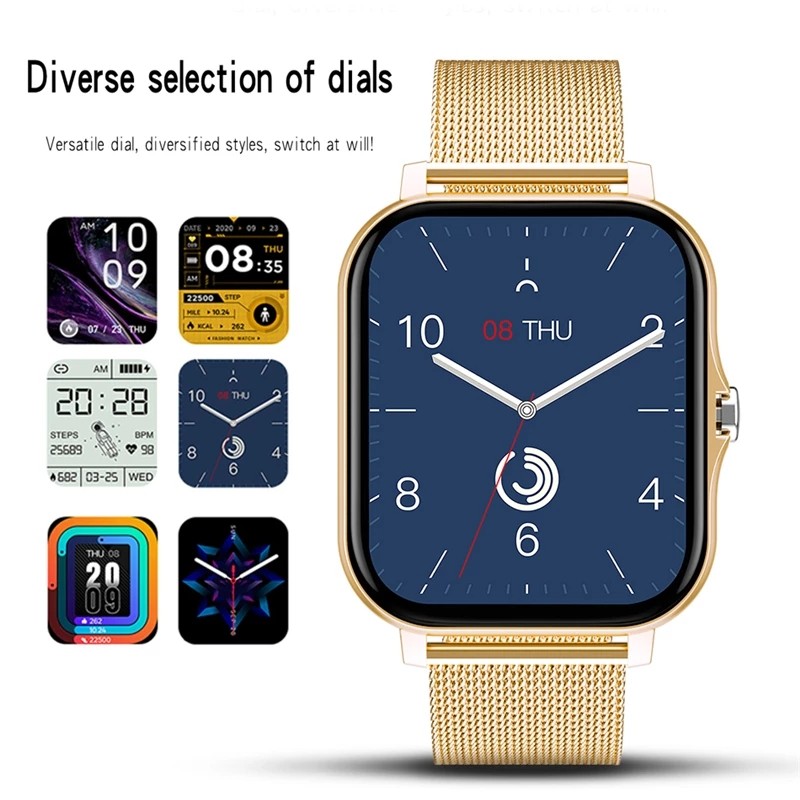 New Ladies Smart Watch Men 1.69 inch Color Screen Full Touch Fitness Tracker Call Ladies Smart Watch for Android IOS+Box