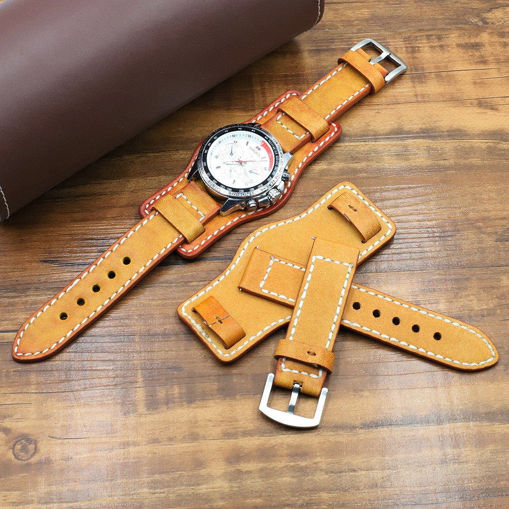 UThai G05 Cowhide Leather Hand Dyed Vintage Watch Rod 20mm22mm24mm Tray Watchband For Huawei Watch