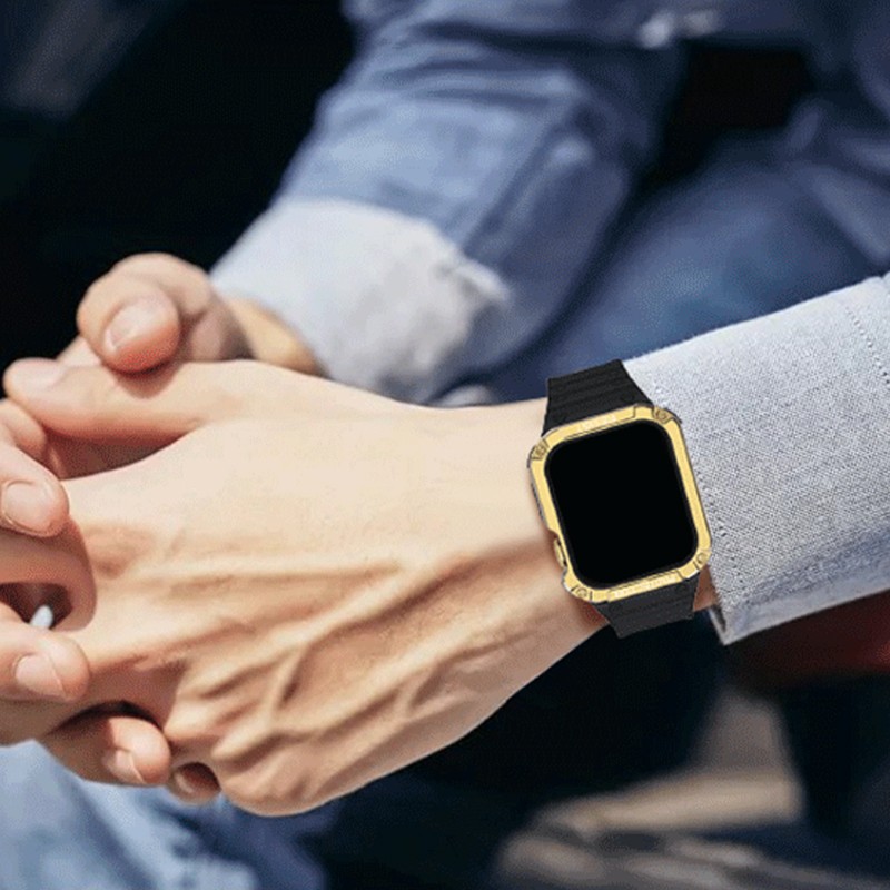 علبة من البولي يوريثان + حزام ل iWatch سلسلة 7 6 SE 5 4 حزام الساعات واقية ل أبل ساعة 38 مللي متر 42 مللي متر الرياضة حزام سوار اكسسوارات